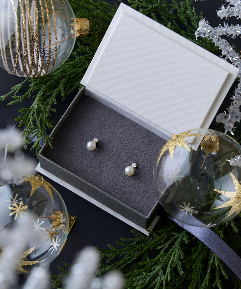 【K10】ジュエルパールピアス/BOX付き