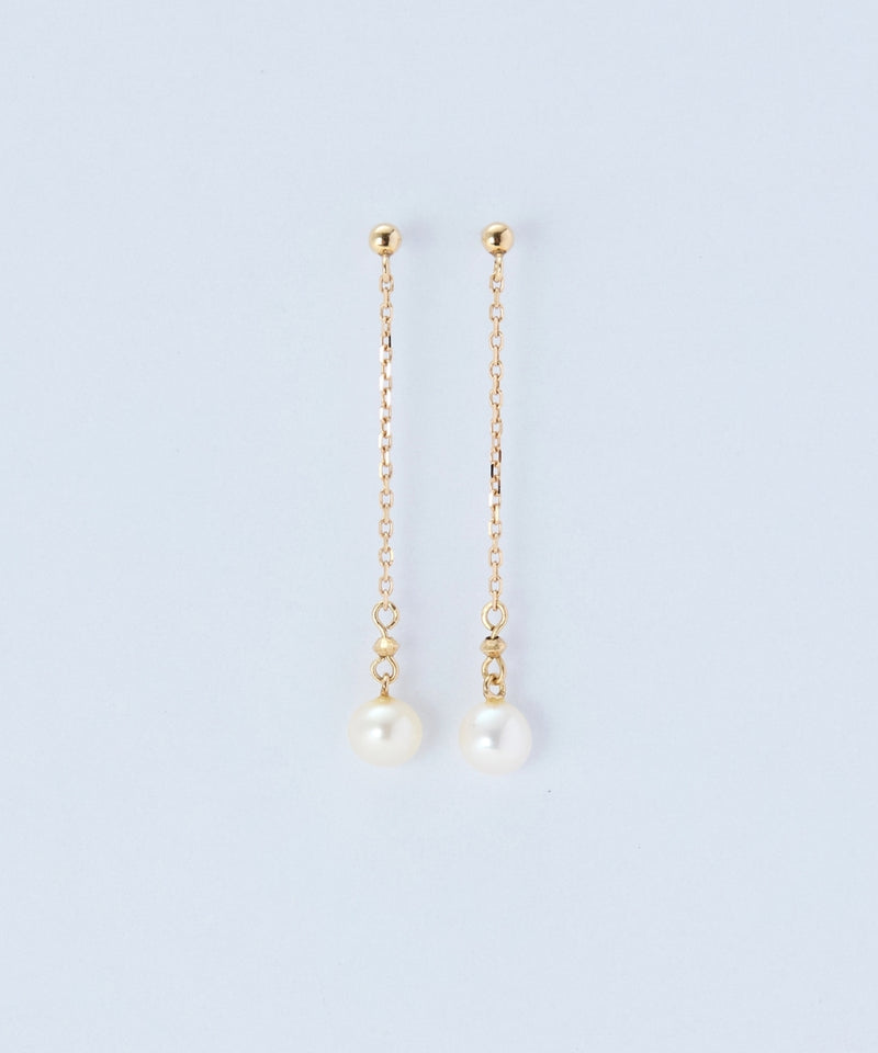 【K10】チェーンパールピアス/BOX付き