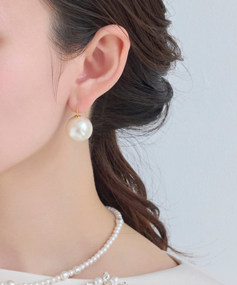 ビッグパールフックピアス