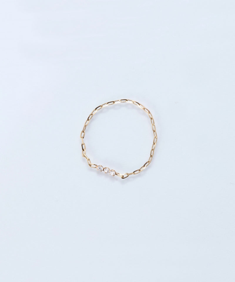 【K10】タイニービジューチェーンリング　BOX付き