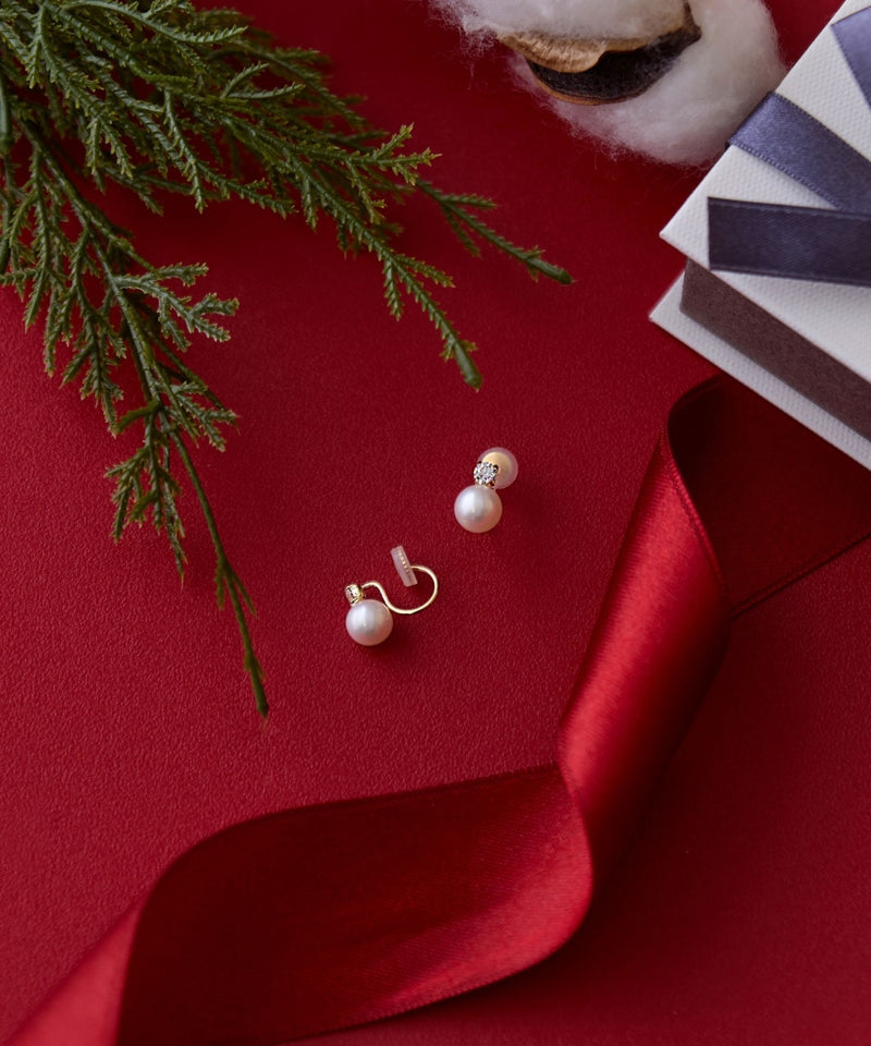 【K10】ジュエルパールイヤリング/BOX付き