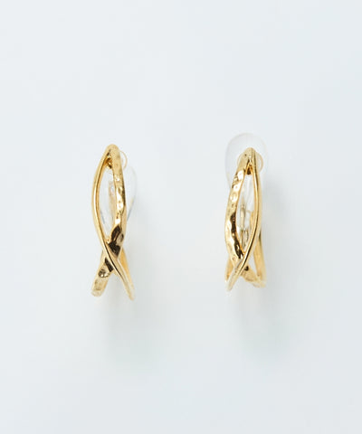 【シリーズ累計販売10000点突破！】【痛くないシリーズ・金属アレルギー対応】クロスフープクリスタルループフィットイヤリング