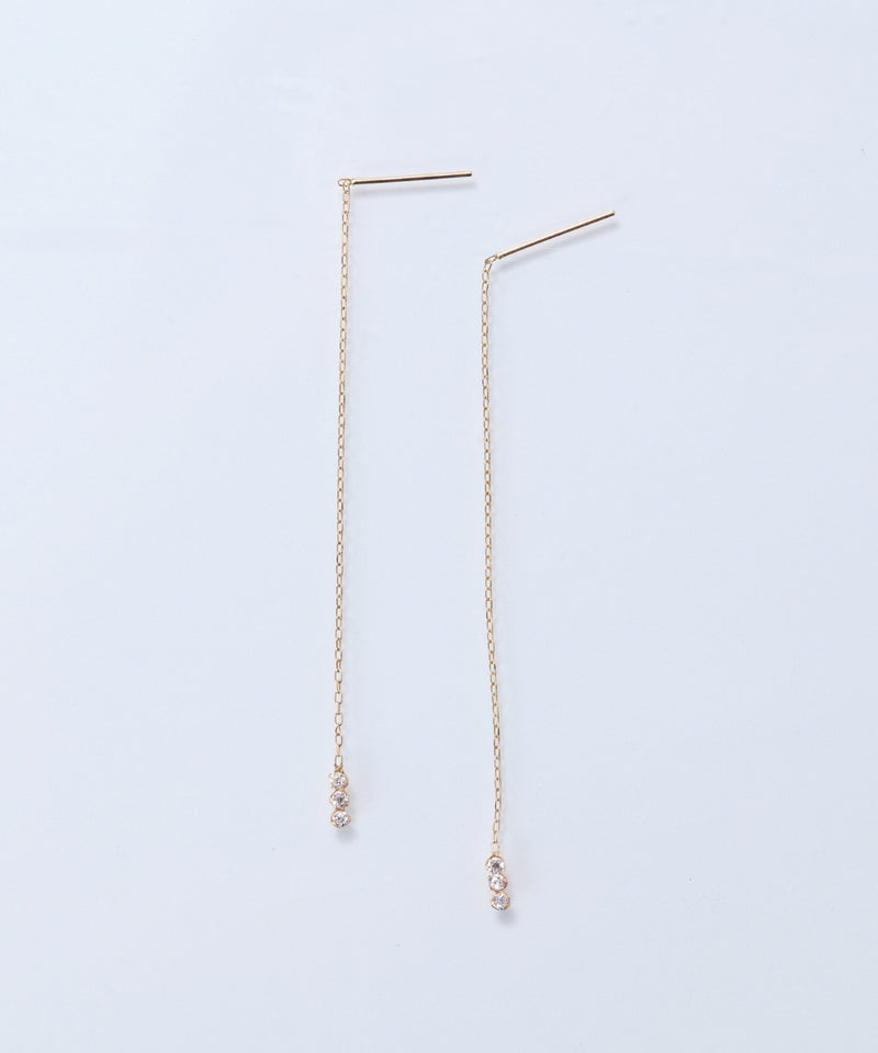 【K10】スウィングビジューアメリカンピアス/BOX付き