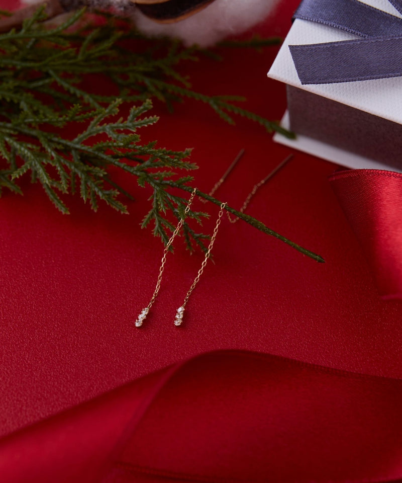 【K10】スウィングビジューアメリカンピアス/BOX付き