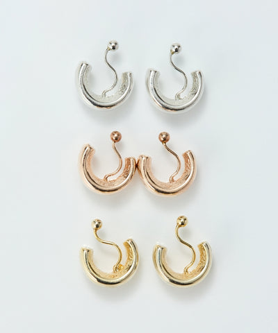 【金属アレルギー対応】【痛くないシリーズ】モードミニマルフープライトフィットイヤリング