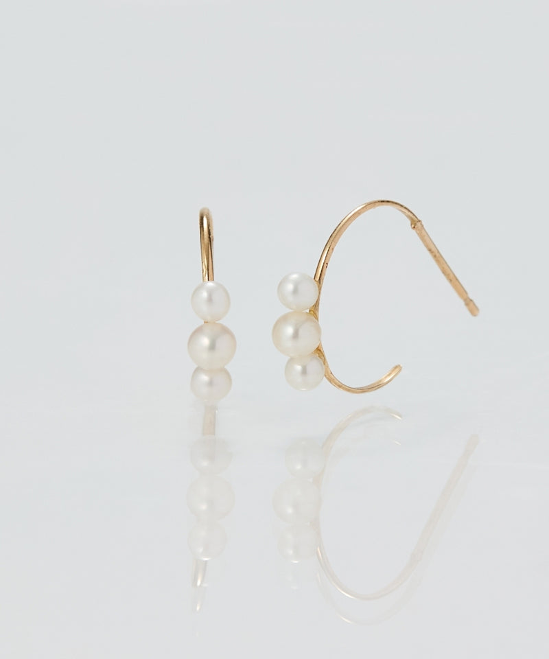 【K10】フルールパールフープピアス/BOXつき