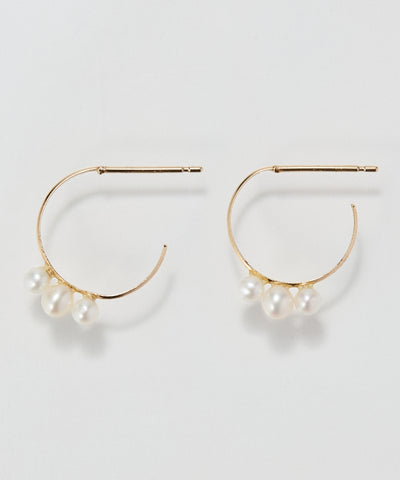 【K10】フルールパールフープピアス/BOXつき