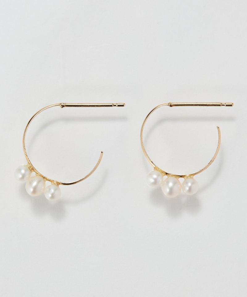 【K10】フルールパールフープピアス/BOXつき