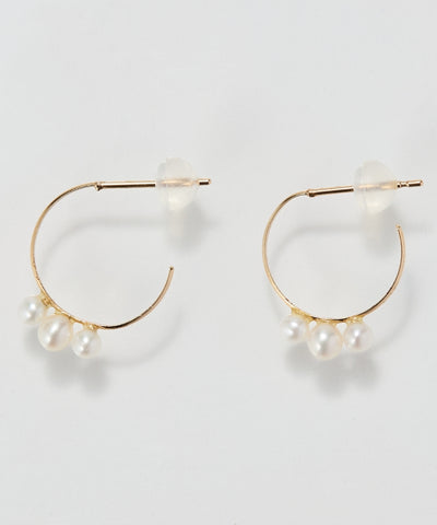 【K10】フルールパールフープピアス/BOXつき