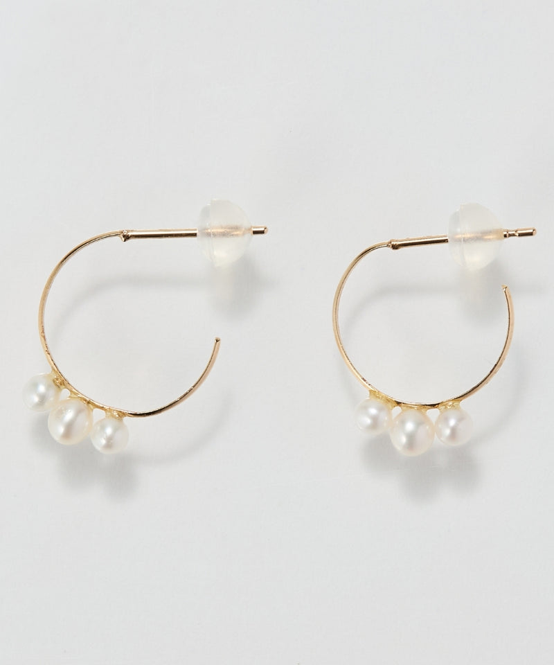 【K10】フルールパールフープピアス/BOXつき