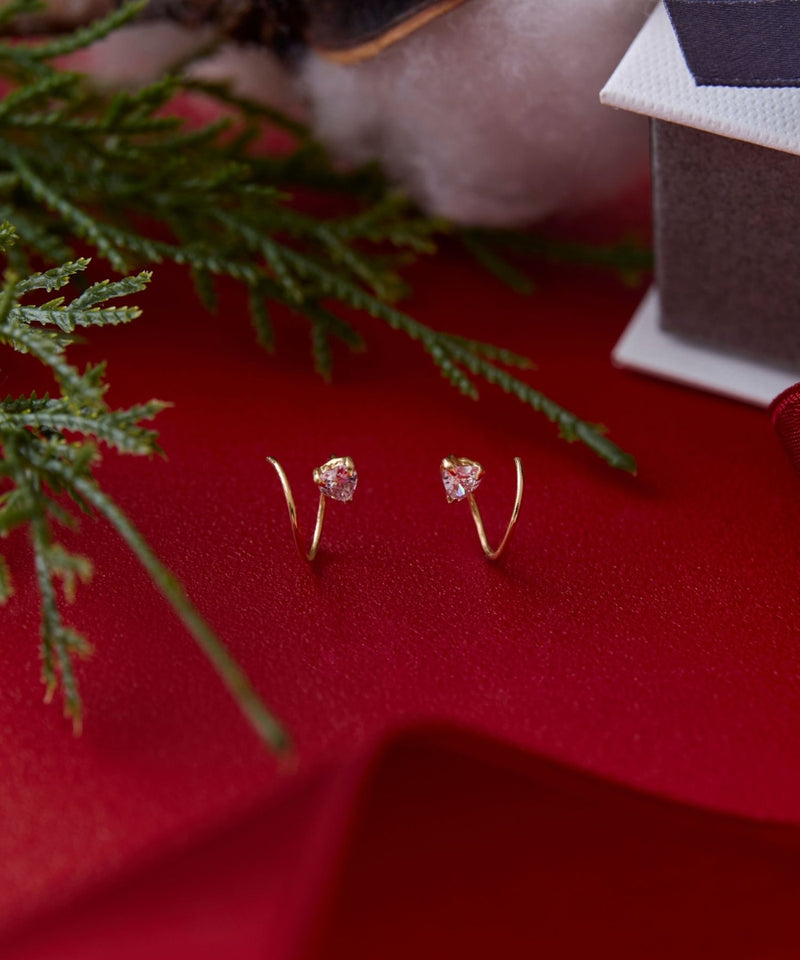 【K10RG】ハーティーダブルループピアス