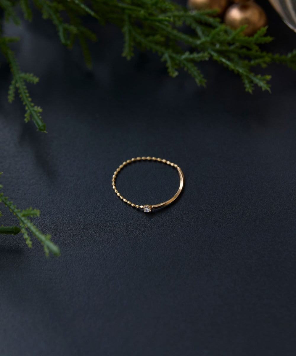 【K10】プレートビジューチェーンリング