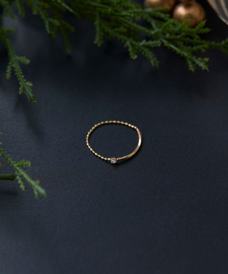 【K10】プレートビジューチェーンリング