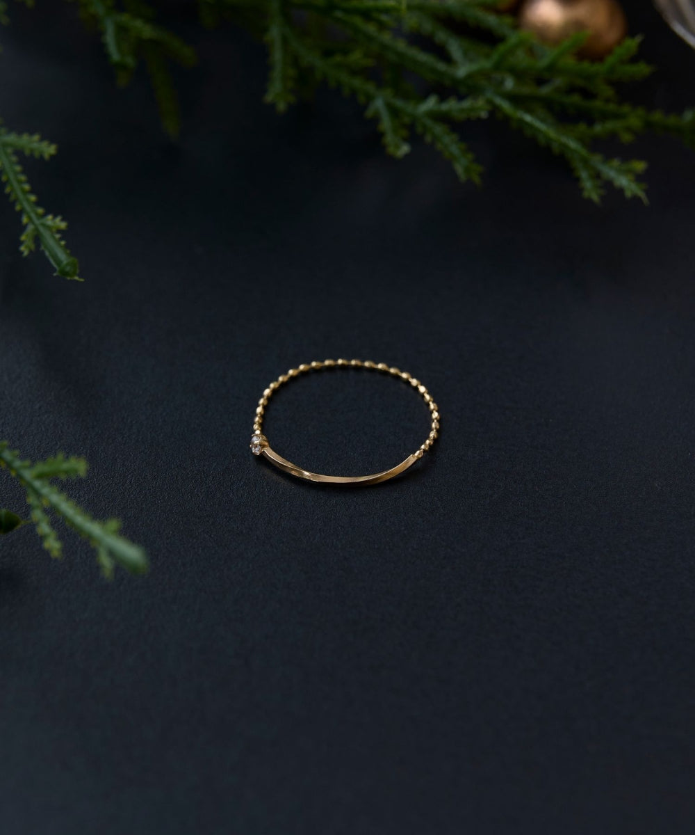 【K10】プレートビジューチェーンリング