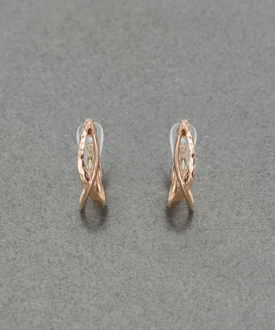 【シリーズ累計販売10000点突破！】【痛くないシリーズ・金属アレルギー対応】クロスフープクリスタルループフィットイヤリング