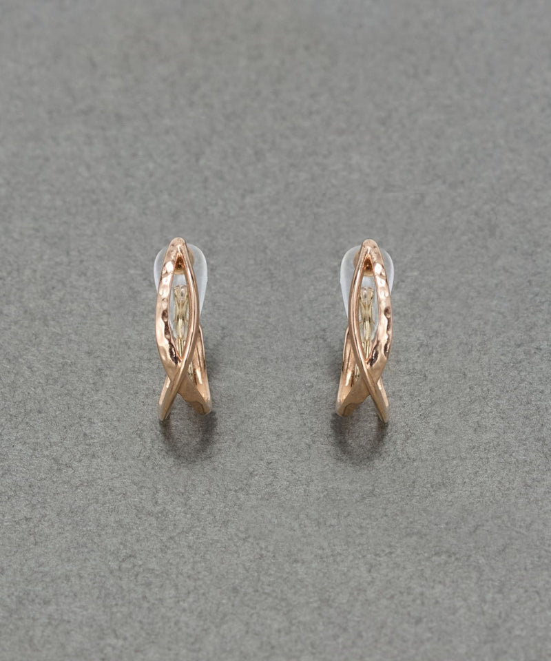 【シリーズ累計販売10000点突破！】【痛くないシリーズ・金属アレルギー対応】クロスフープクリスタルループフィットイヤリング