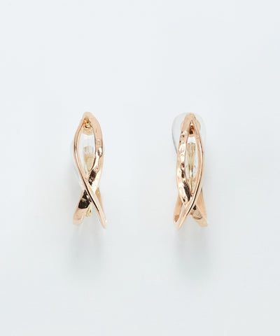 【シリーズ累計販売10000点突破！】【痛くないシリーズ・金属アレルギー対応】クロスフープクリスタルループフィットイヤリング