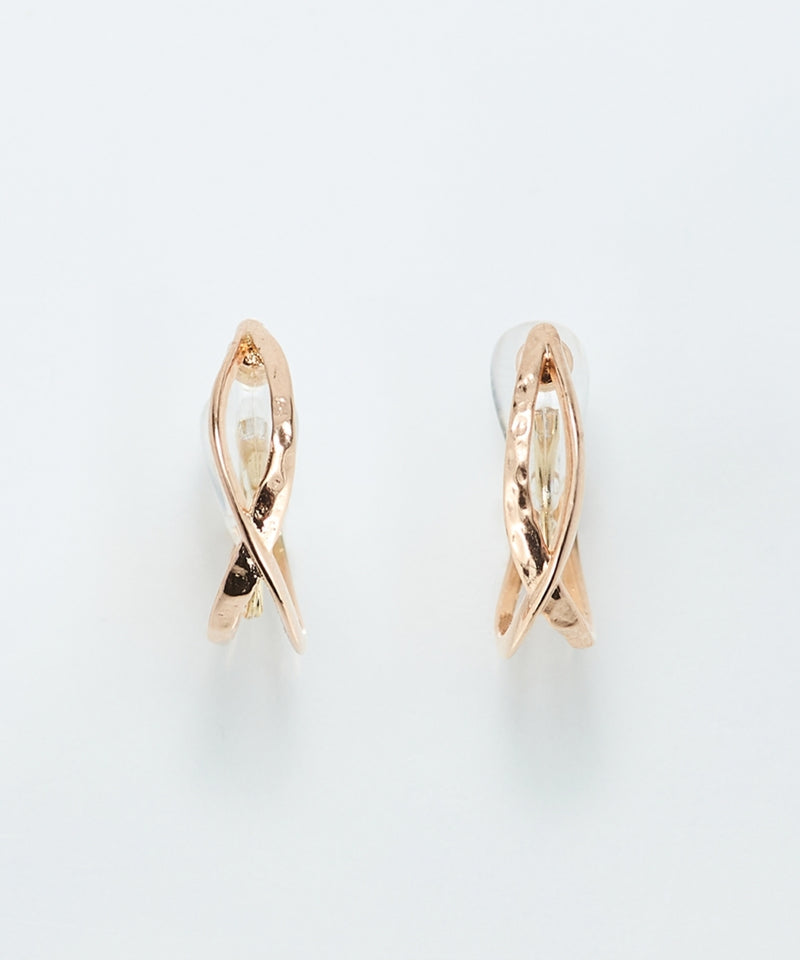 【シリーズ累計販売10000点突破！】【痛くないシリーズ・金属アレルギー対応】クロスフープクリスタルループフィットイヤリング