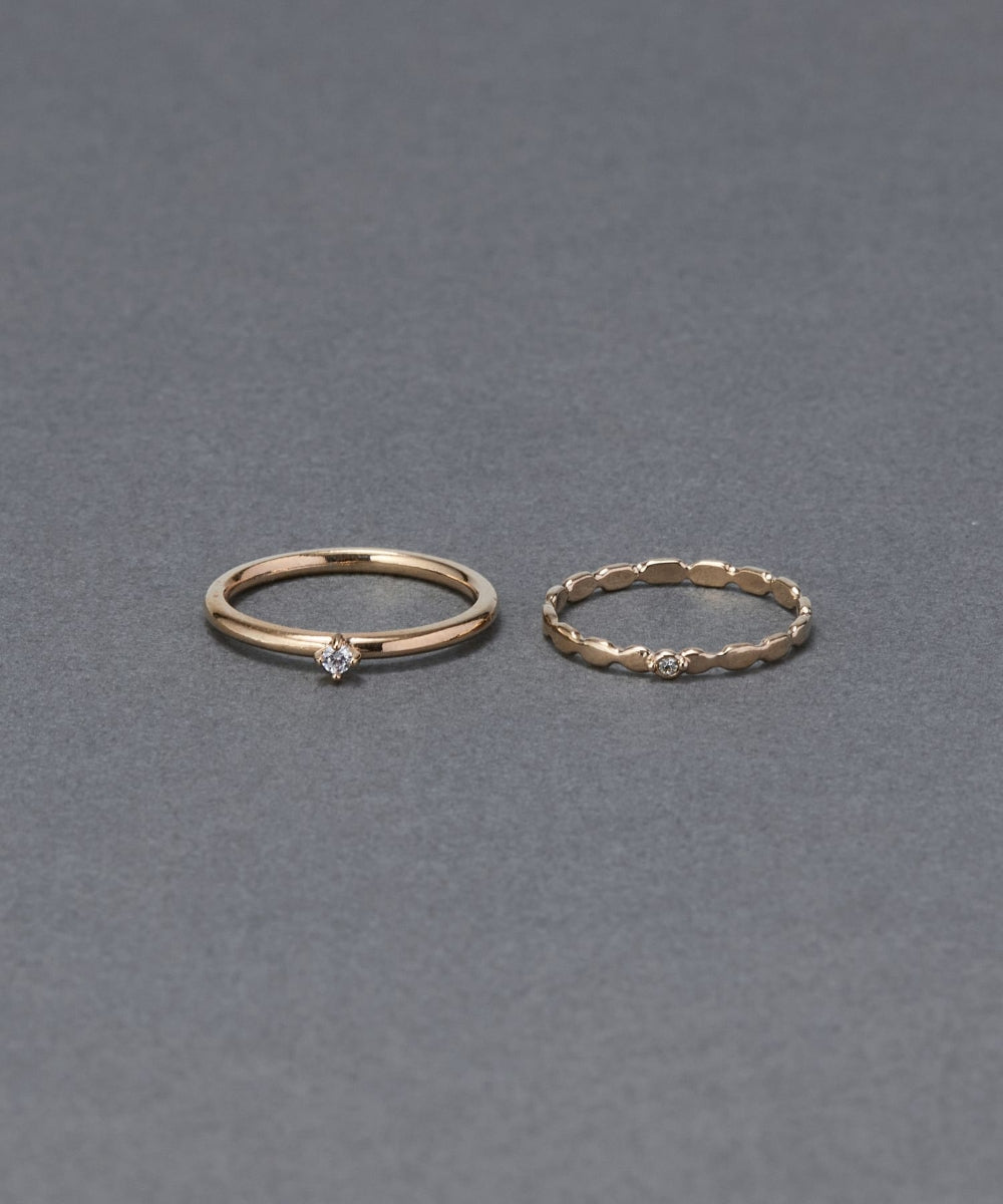 ≪雑誌掲載商品≫【金属アレルギー対応】2setグレイングリッターリング　シャンパンゴールド