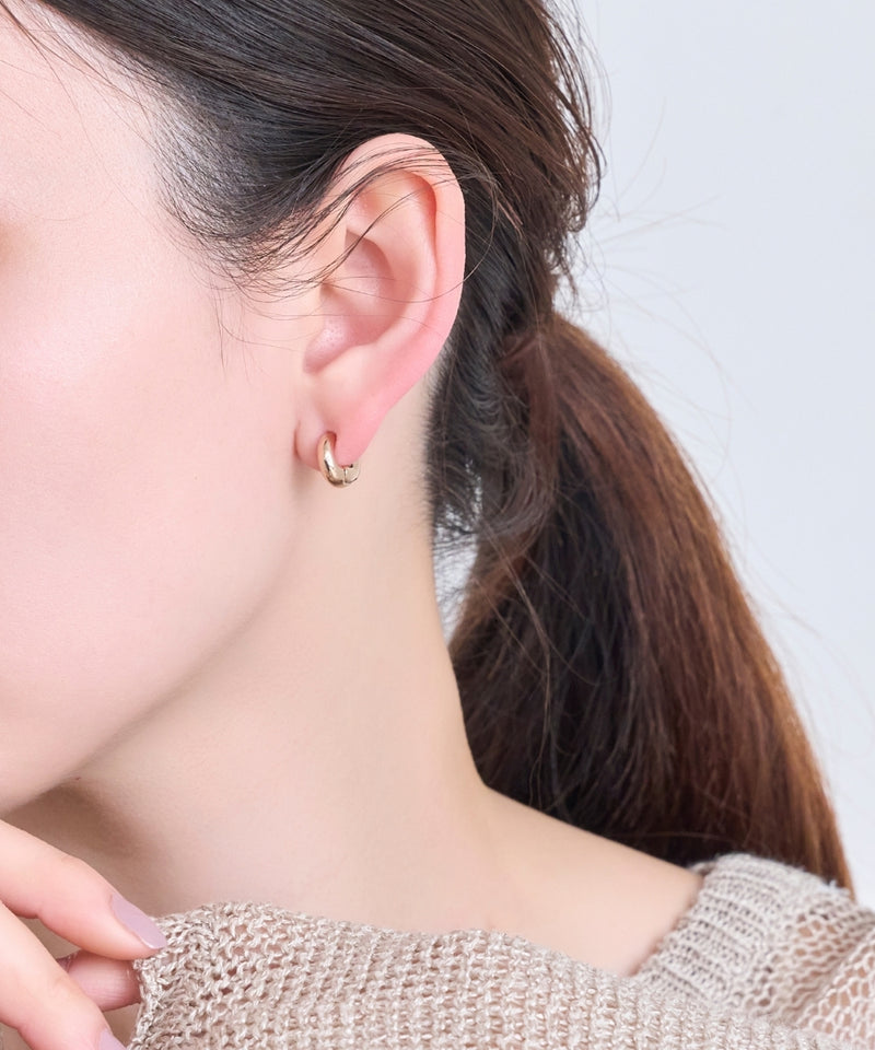 【金属アレルギー対応】シンプルフープスナップイヤリング