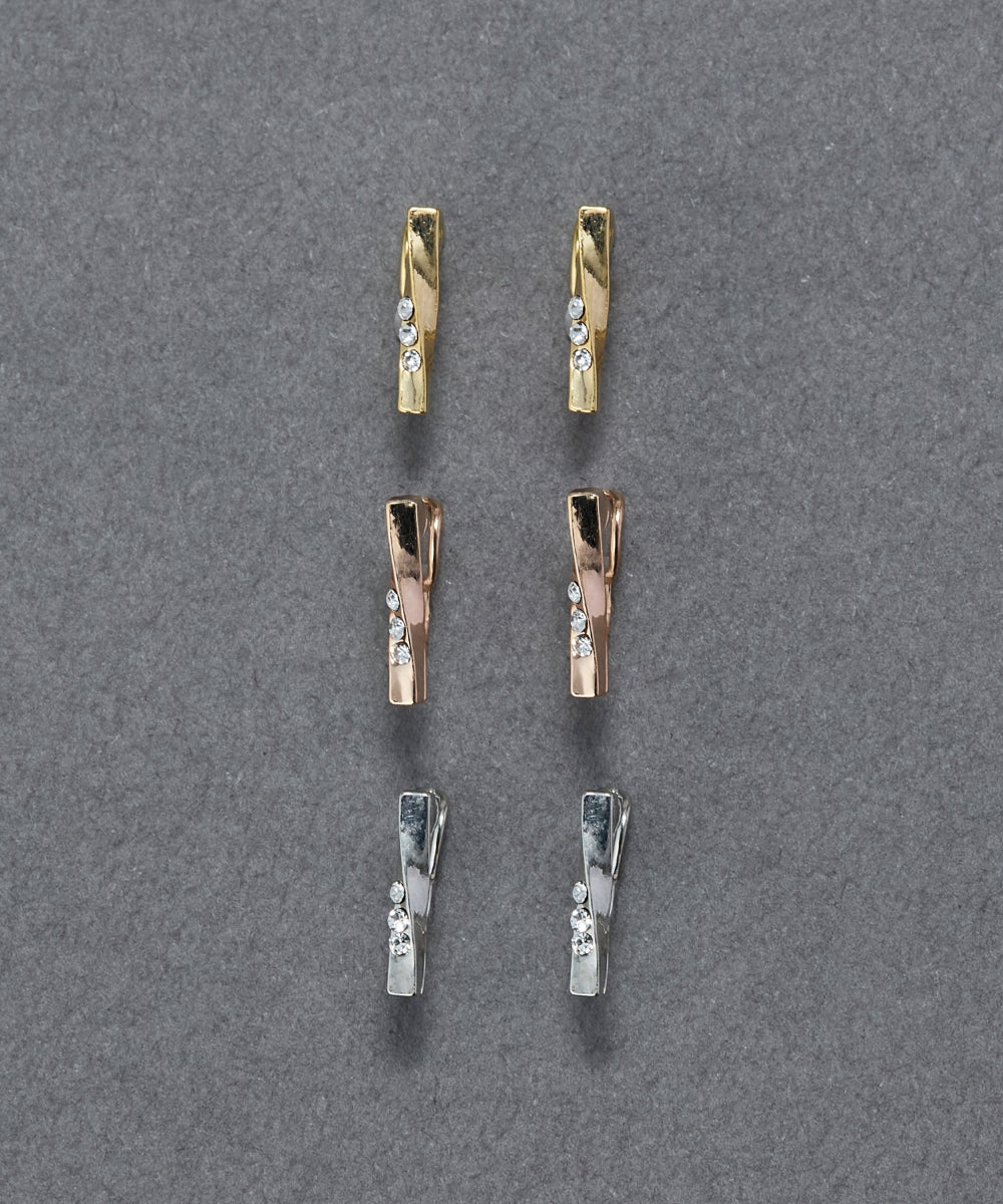 <新色>【金属アレルギー対応】【痛くないシリーズ】ツイストバービジューライトフィットイヤリング