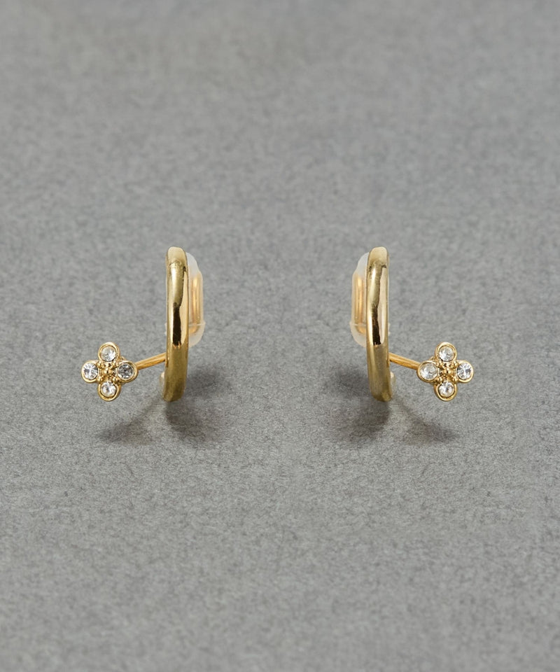 <新色>【金属アレルギー対応】【痛くないシリーズ】フラワービジューフロートライトフィットイヤリング