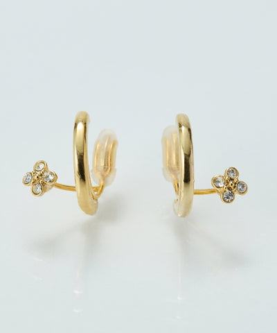 <新色>【金属アレルギー対応】【痛くないシリーズ】フラワービジューフロートライトフィットイヤリング