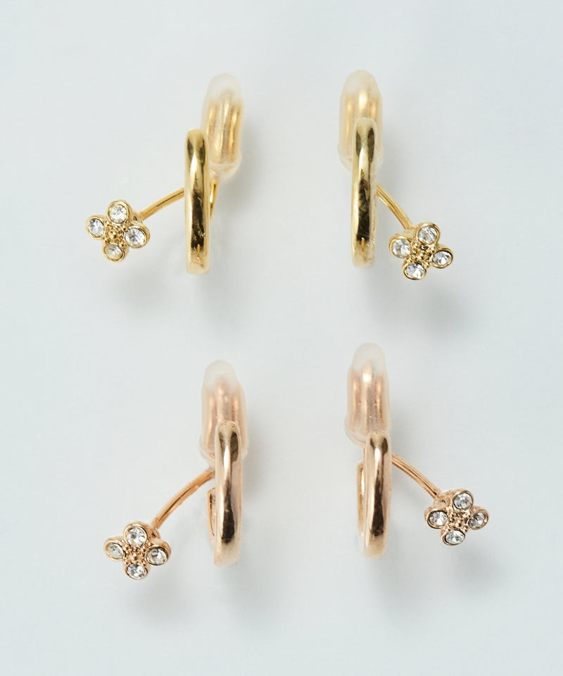 <新色>【金属アレルギー対応】【痛くないシリーズ】フラワービジューフロートライトフィットイヤリング