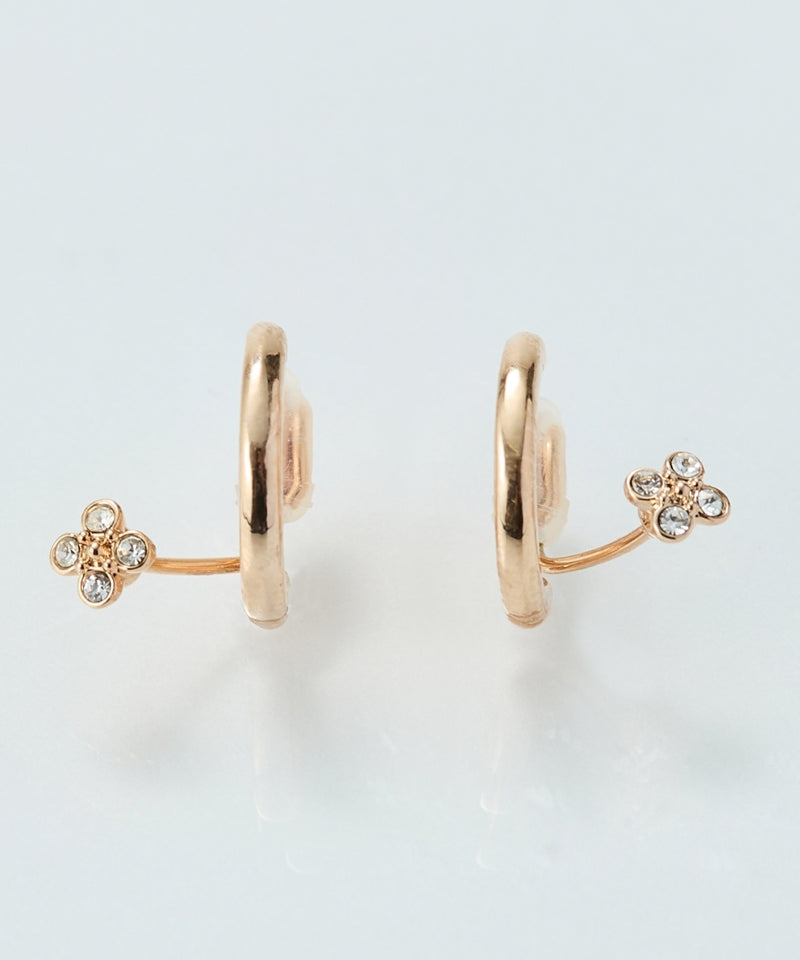 <新色>【金属アレルギー対応】【痛くないシリーズ】フラワービジューフロートライトフィットイヤリング