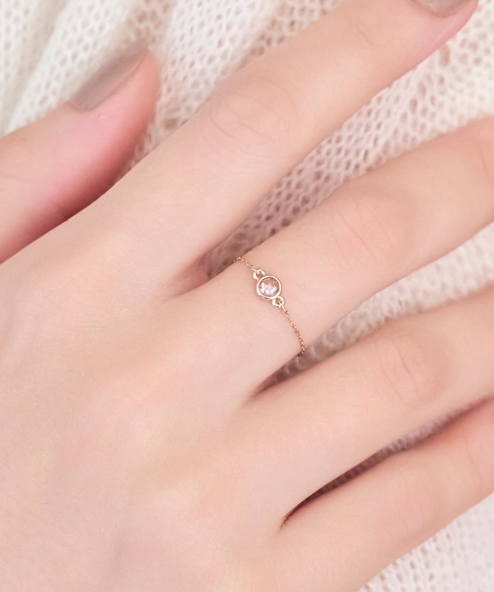 プチベゼルストーンチェーンリング