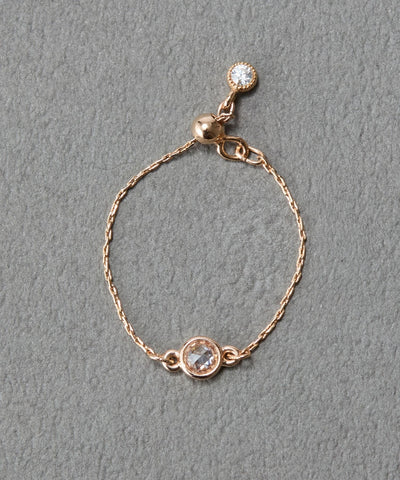 【金属アレルギー対応】プチベゼルストーンチェーンリング