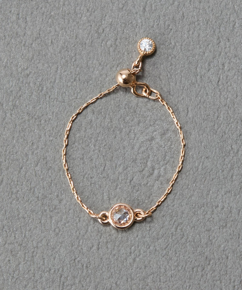 【金属アレルギー対応】プチベゼルストーンチェーンリング