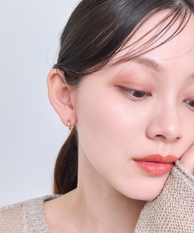 【金属アレルギー対応】シンプルフープスナップイヤリング