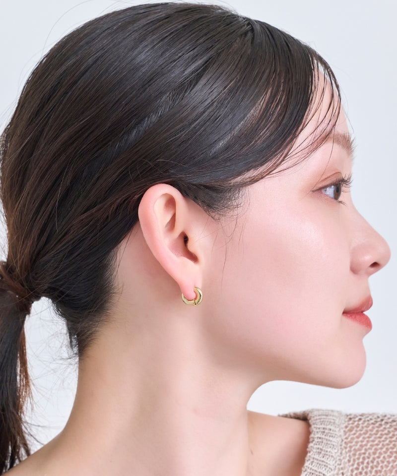 【金属アレルギー対応】シンプルフープスナップイヤリング