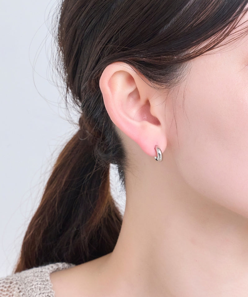【金属アレルギー対応】シンプルフープスナップイヤリング