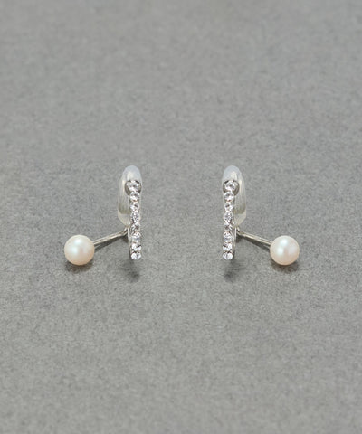 【痛くないシリーズ】ラインストーンパールフロートライトフィットイヤリング