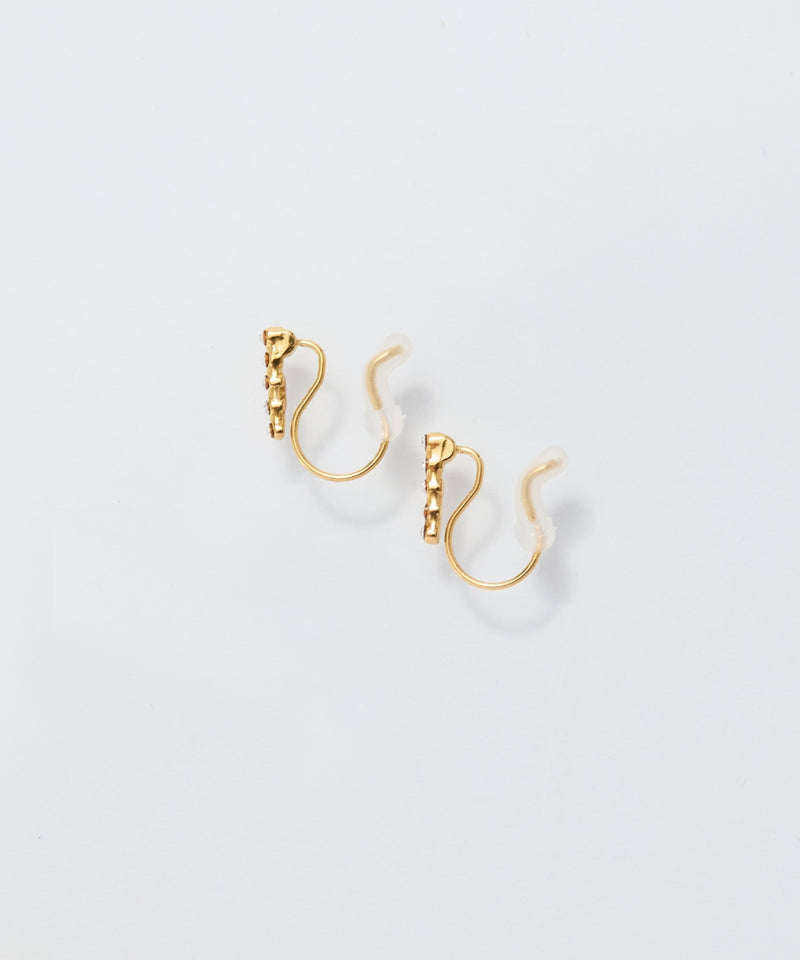 【痛くないシリーズ/金属アレルギー対応】ストレートビジューライトフィットイヤリング/サージカルステンレス