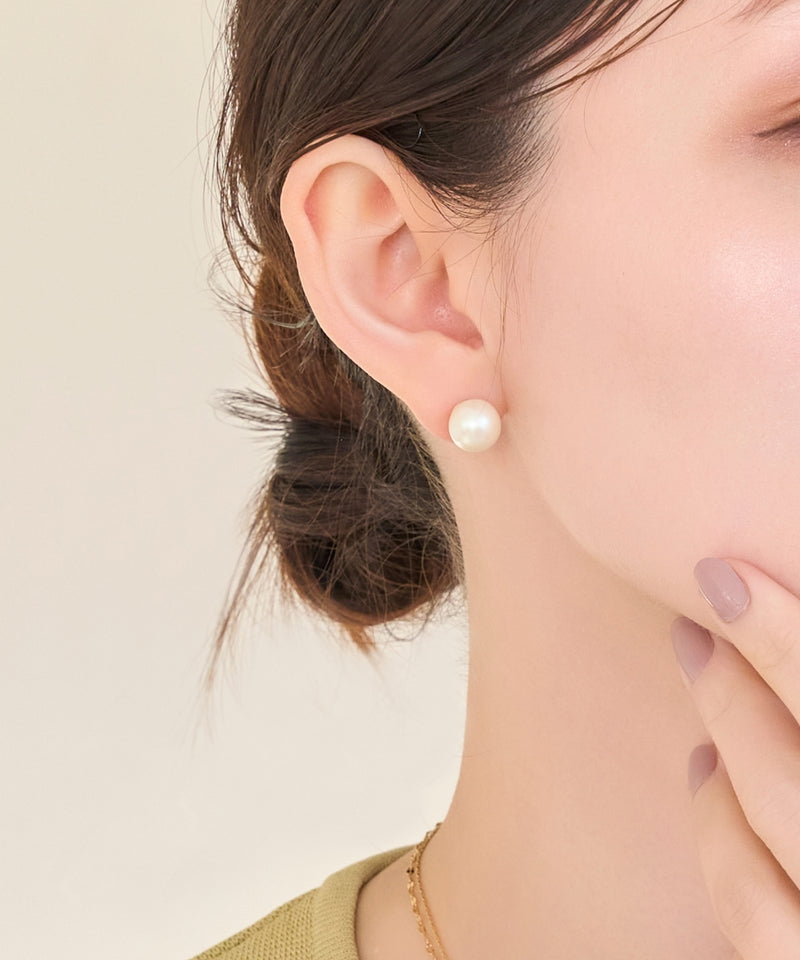 【痛くないシリーズ/金属アレルギー対応】パールリウムライトフィットイヤリング/一粒パール/サージカルステンレス