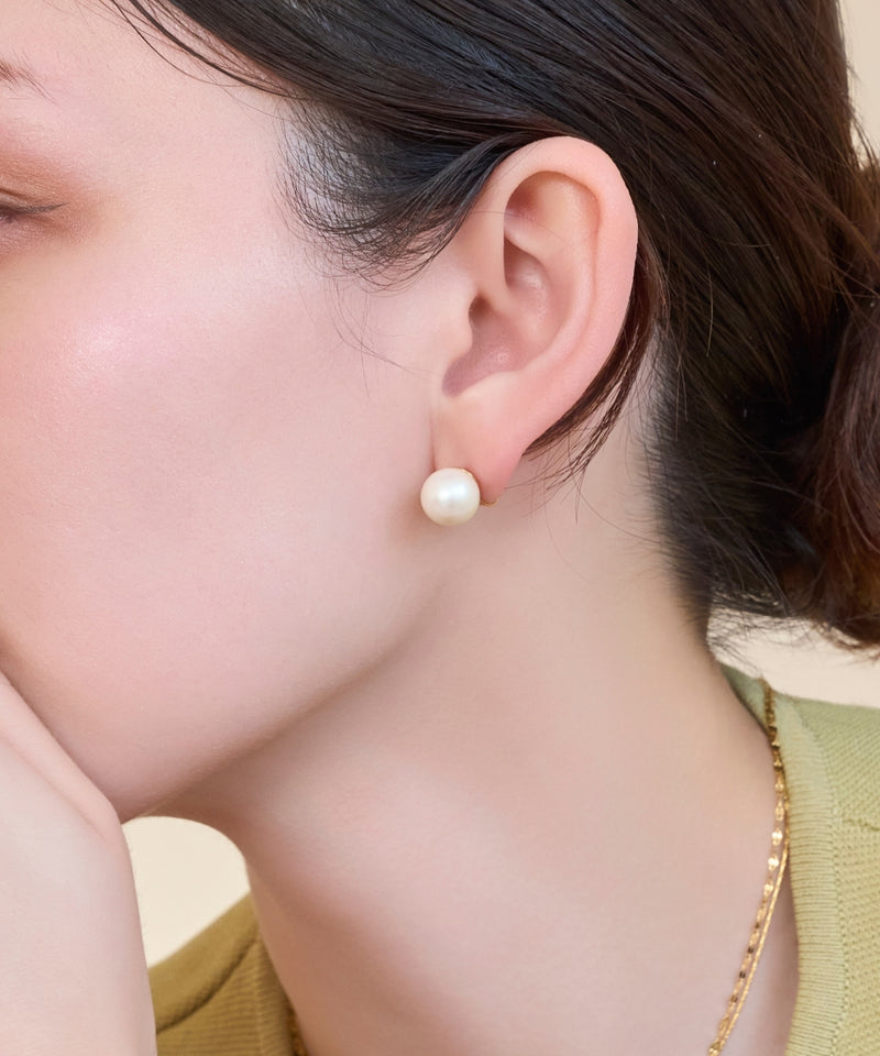 【痛くないシリーズ/金属アレルギー対応】パールリウムライトフィットイヤリング/一粒パール/サージカルステンレス