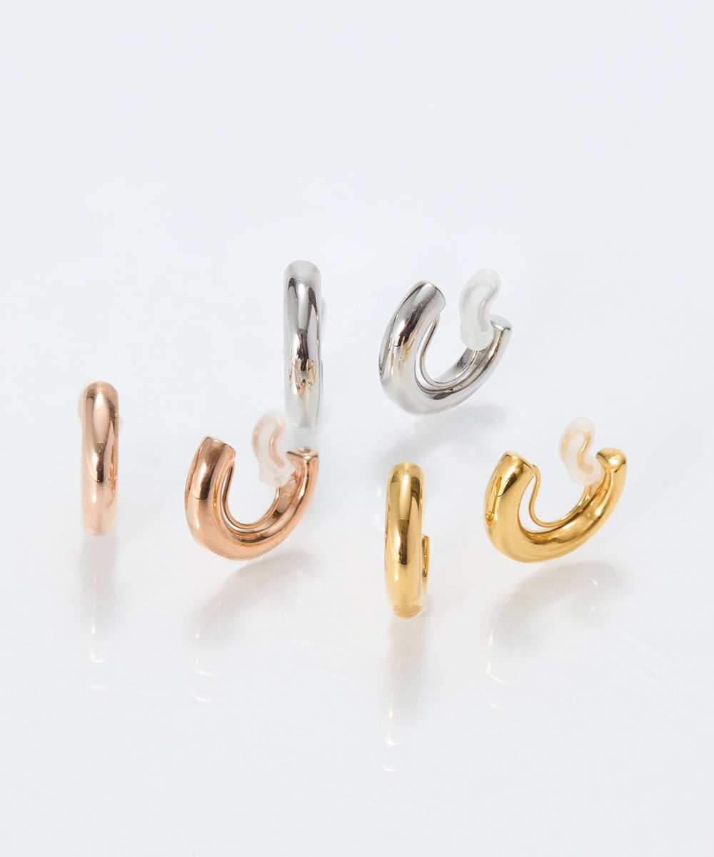 【痛くないシリーズ】ミニマルストレートフープライトフィットイヤリング/サージカルステンレス