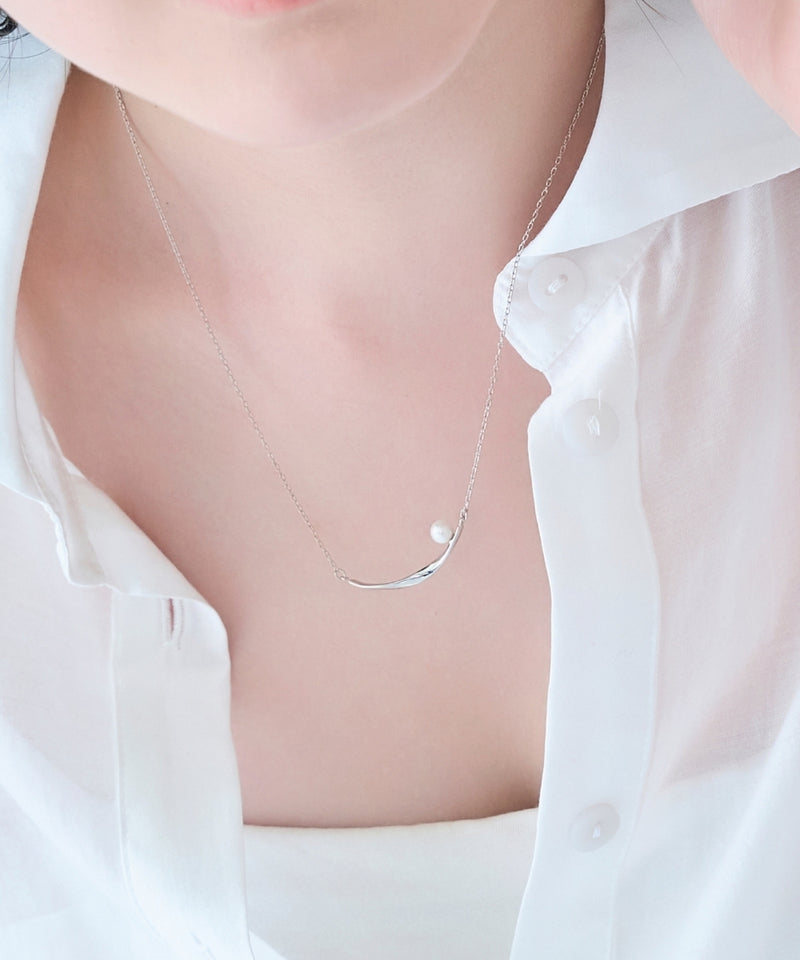 【金属アレルギー対応】スライヴパールネックレス/全長:43～46cm/ニッケルフリー