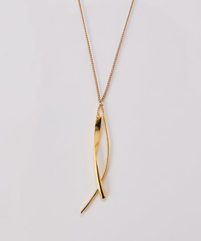 【金属アレルギー対応】ツインカーブYラインネックレス/全長:67～70cm/ニッケルフリー