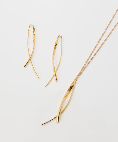 【金属アレルギー対応】ツインカーブYラインネックレス/全長:67～70cm/ニッケルフリー