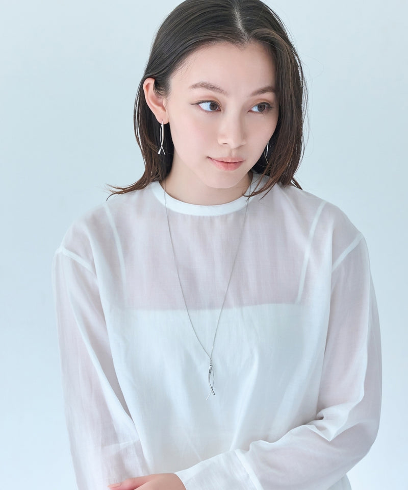 【金属アレルギー対応】ツインカーブYラインネックレス/全長:67～70cm/ニッケルフリー