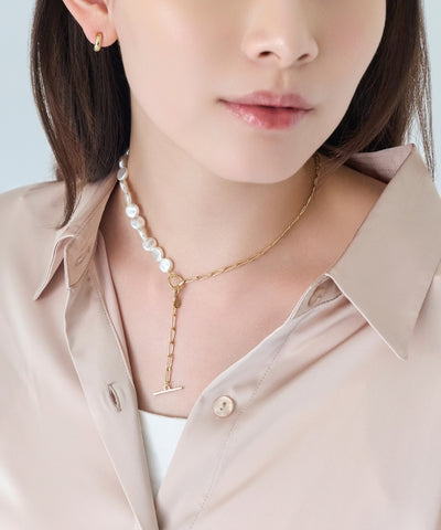 メタリックパールチョーカーネックレス/41cm