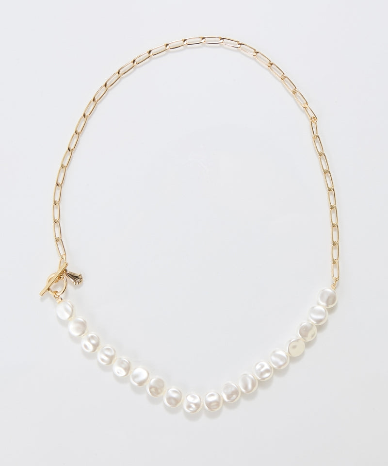 メタリックパールチョーカーネックレス/41cm