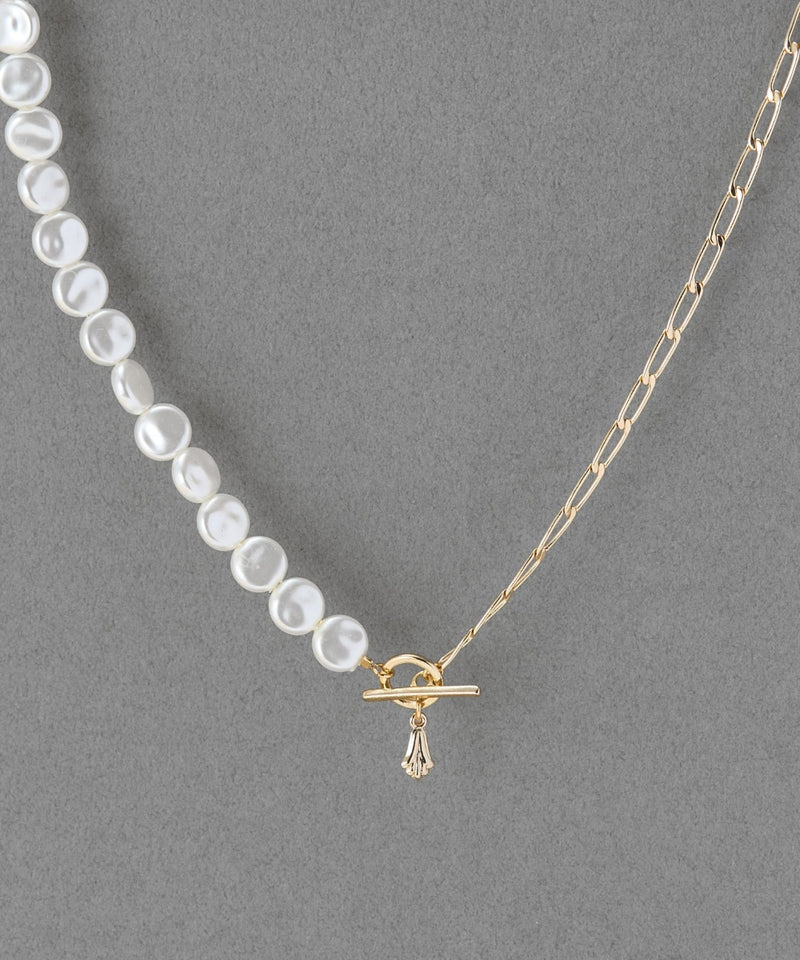 メタリックパールチョーカーネックレス/41cm