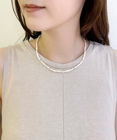 【天然パール】フレッシュウォーターパールチョーカーネックレス/連パール/淡水パール/39cm～50cm