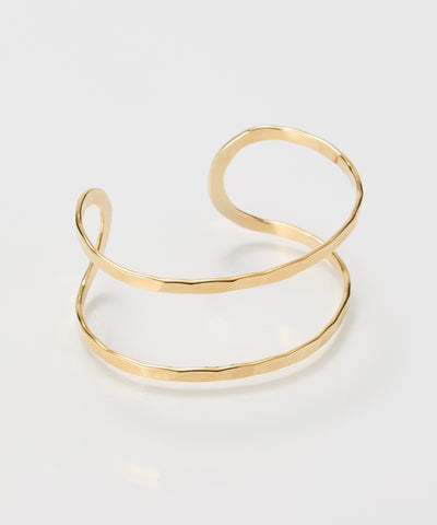 【金属アレルギー対応】2ラインテクスチャーワイドカフバングル/ニッケルフリー