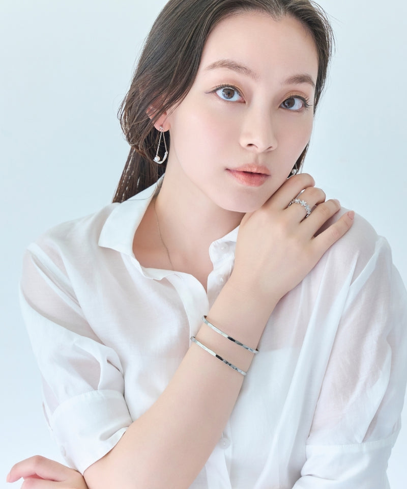 【金属アレルギー対応】2ラインテクスチャーワイドカフバングル/ニッケルフリー